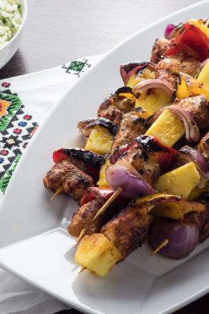 Chicken kabob with pineapple