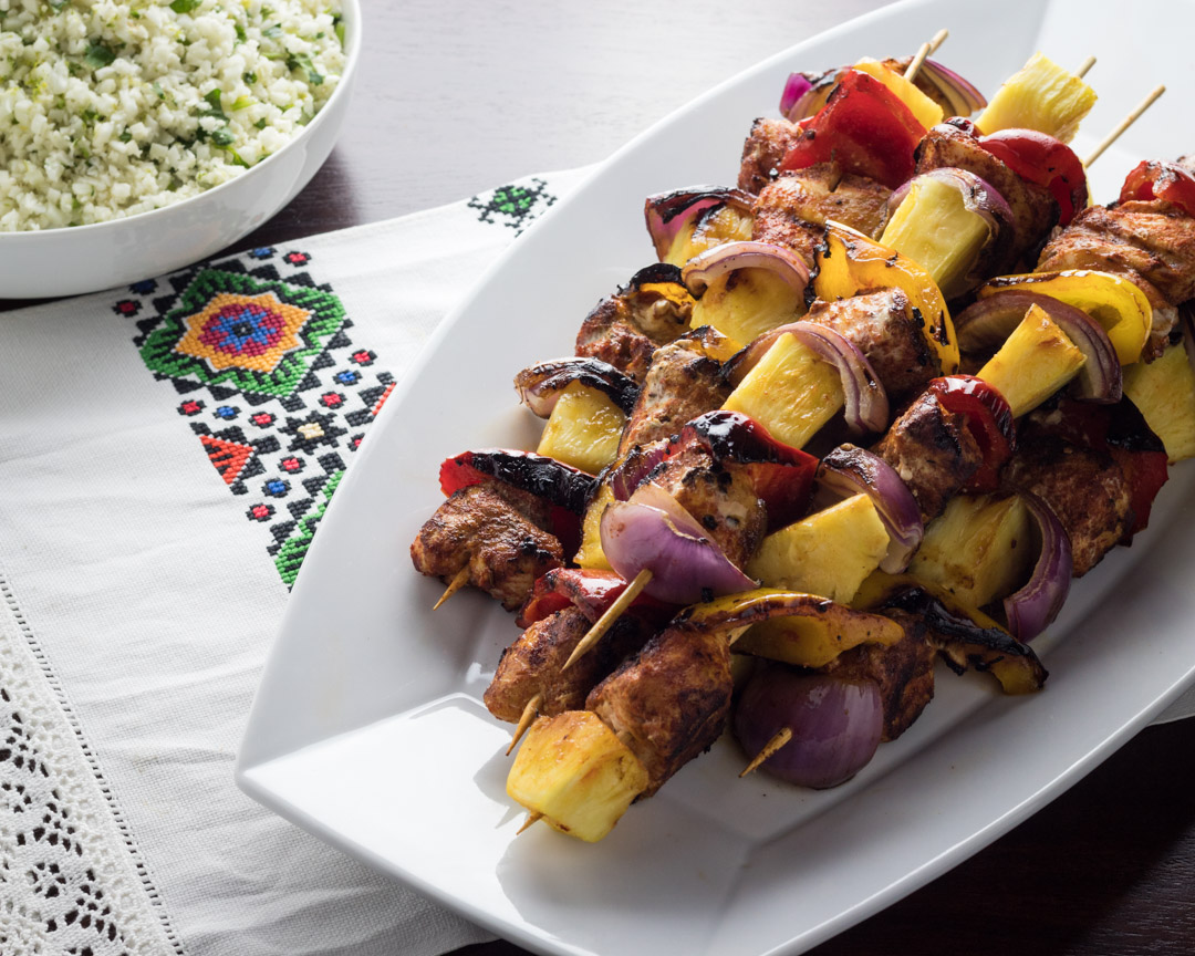 Chicken kabob with pineapple