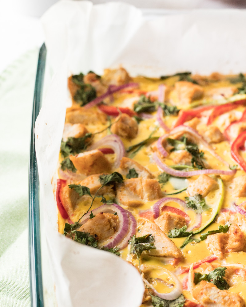 Thai red curry chicken fritatta baked to perfection.