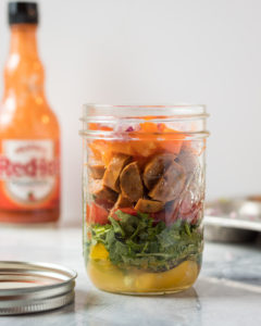 Omelette in a jar...packed eggs, veggie and sausage to go.