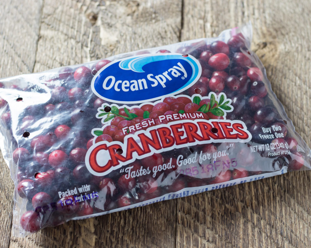 Bag of ocean spray cranberries in a bag